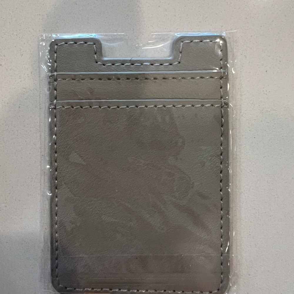 Gray Leather Phone Card Holder